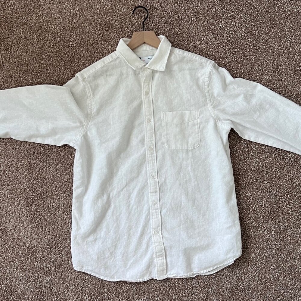 Used Old Navy Mens Classic Fit Everyday Linen-Blend Shirt - M White